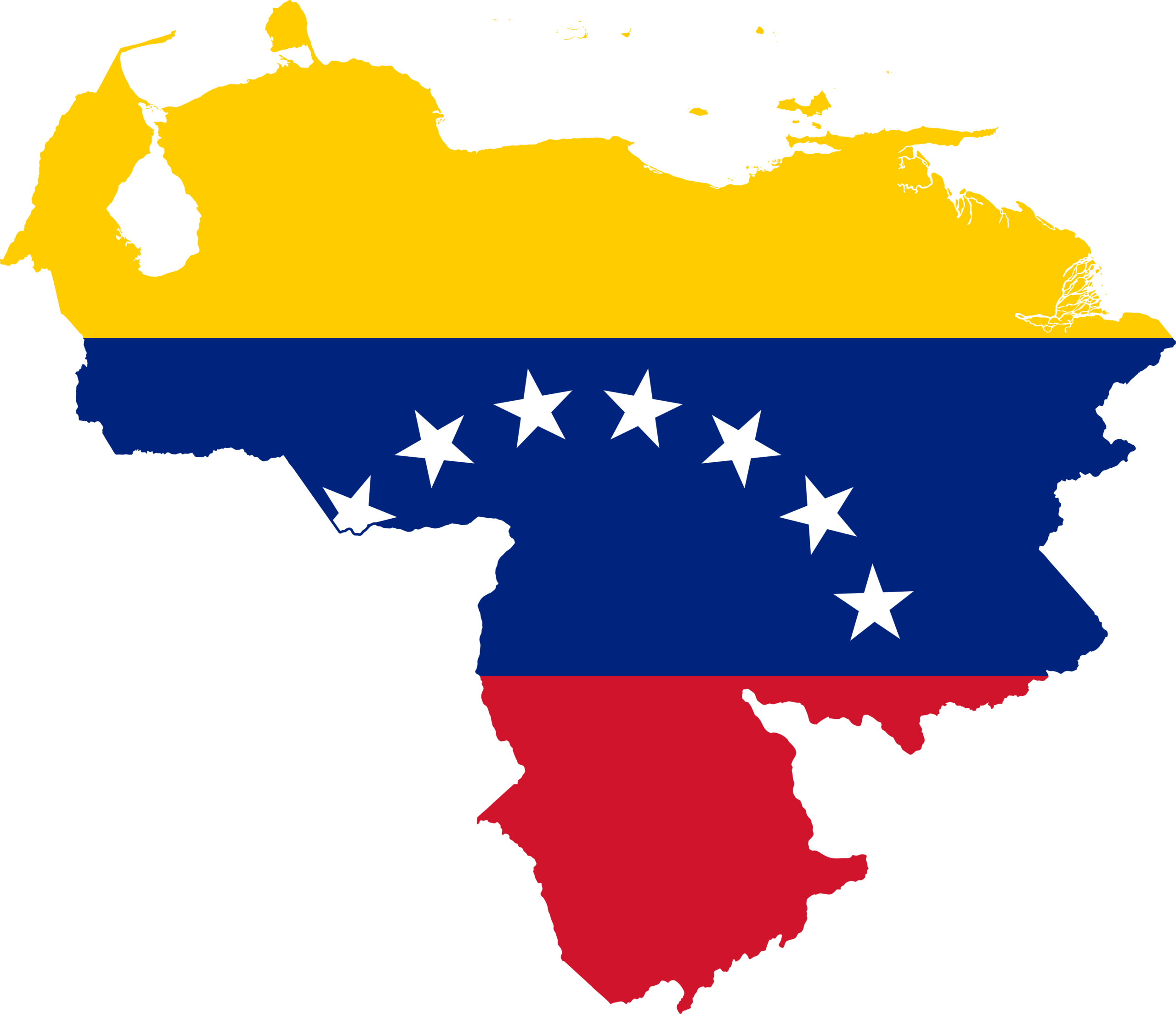 Mapa da Venezuela com a bandeira nacional